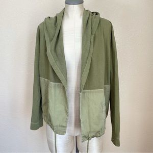 Anthropologie Postmark Anorak Utility Green Hooded Open Front Jacket Size M
